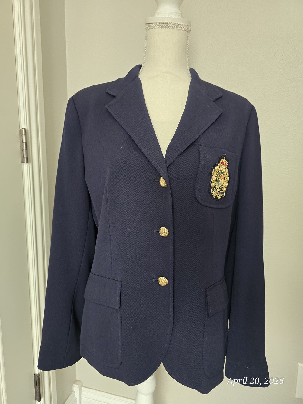 Lauren Ralph Lauren Navy Blazer with Gold Crest Buttons